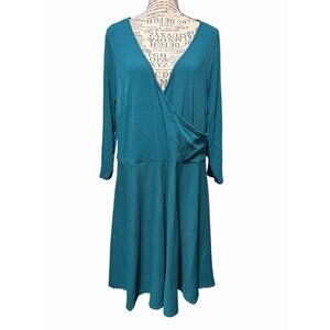 ModCloth Women’s Teal Dress Long Sleeve Plus 2X Officecore Causal Event Party